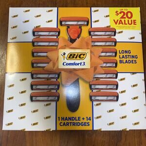 New Men’s Razors BIC Comfort 3 Handle And 14 Cartridges 3-Blade Manual Shave